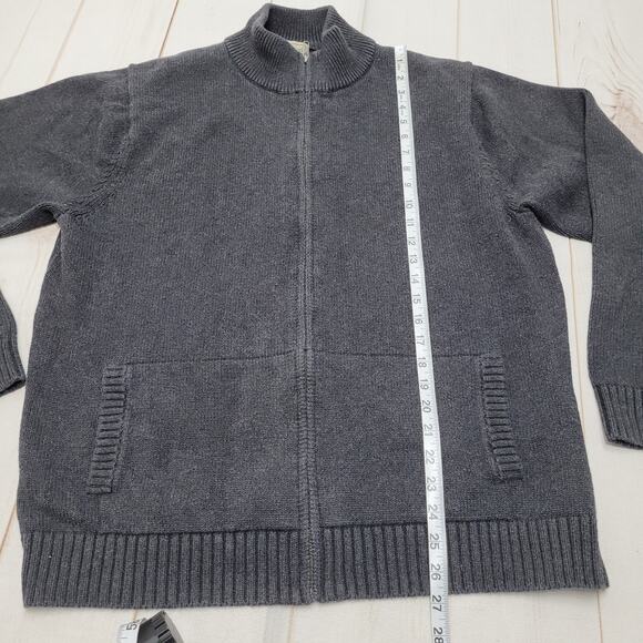 Vintage LL Bean gray sweater jacket full zip 100% cotton preppy - Picture 2 of 7